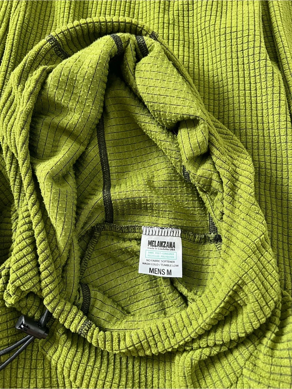 Melanzana Men's Olive Green Waffle-Knit Pullover Hoodie